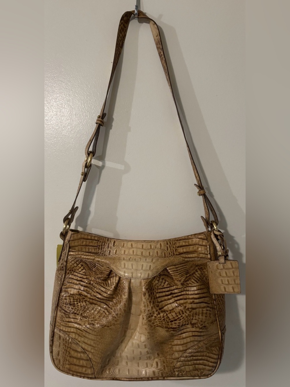 Brahmin Sunburst Melbourne crocodile-embossed leather shoulder hobo handbag